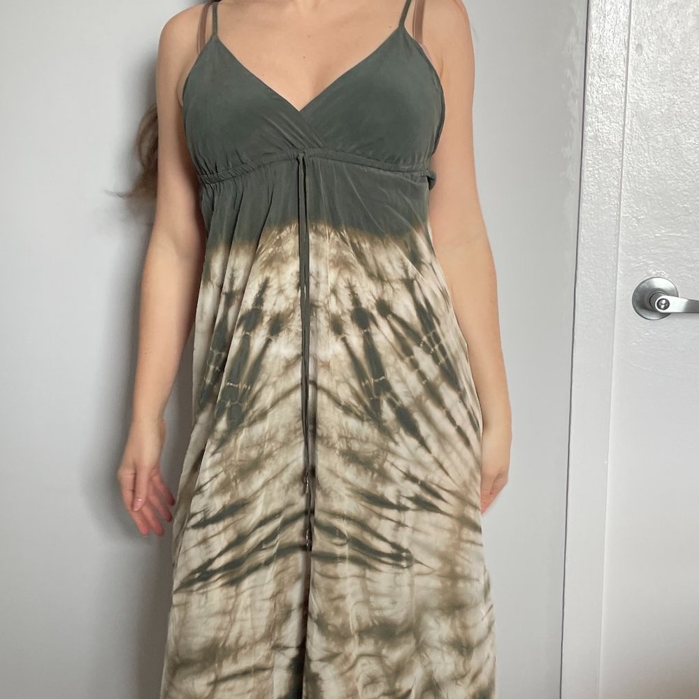 GYPSY 05 Silk Tie Dye Spaghetti Strap Maxi Beachy Boho Dress